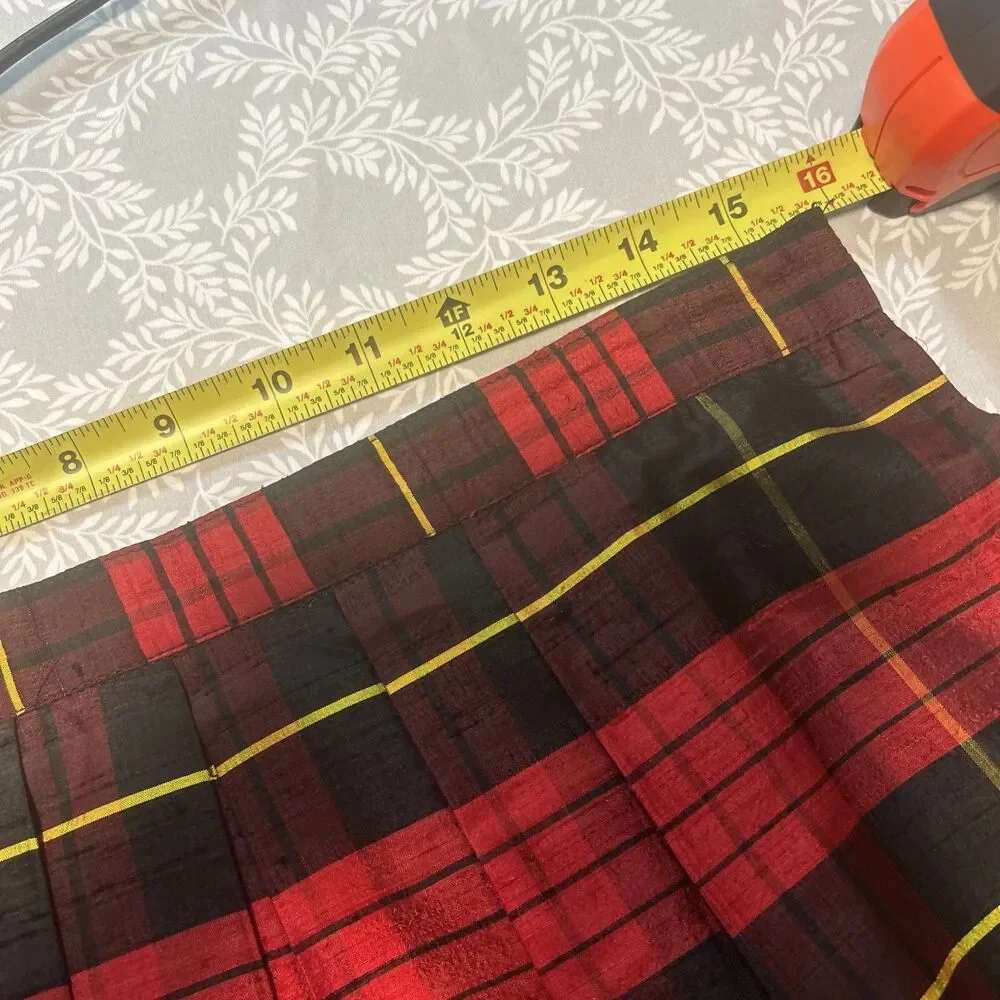 Vintage Tartan Plaid Maxi Raw Silk Texture Skirt Size 14 Holiday Formal Preppy